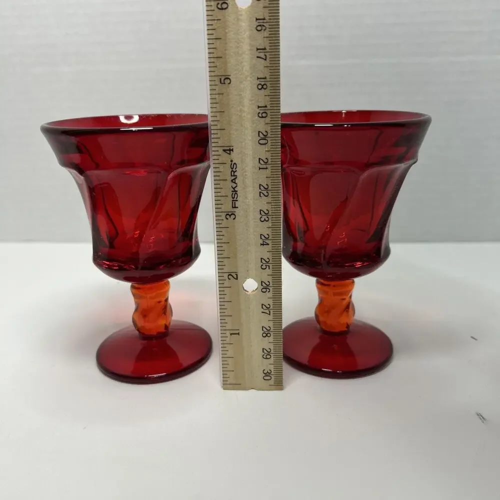 Vtg Fostoria Glass Jamestown Ruby Red Wine 4.5